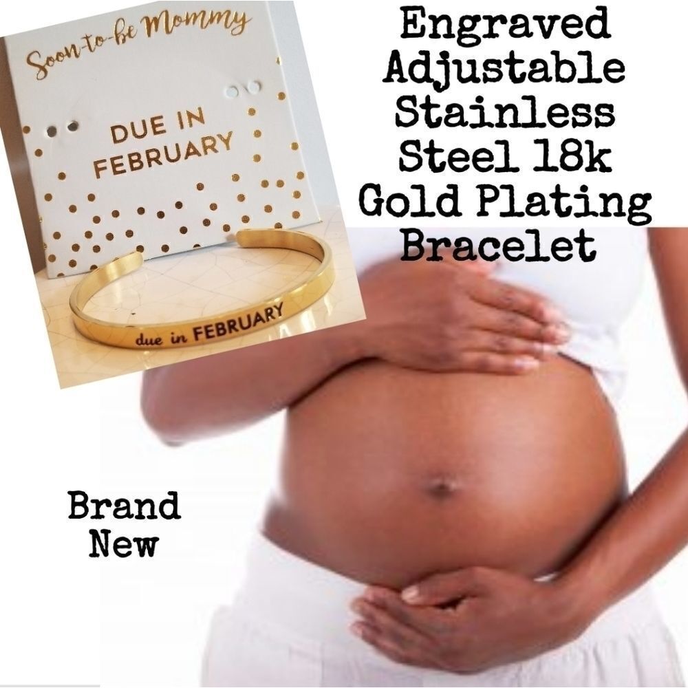 February Soon To Be Mommy Due Engraved Bracelet